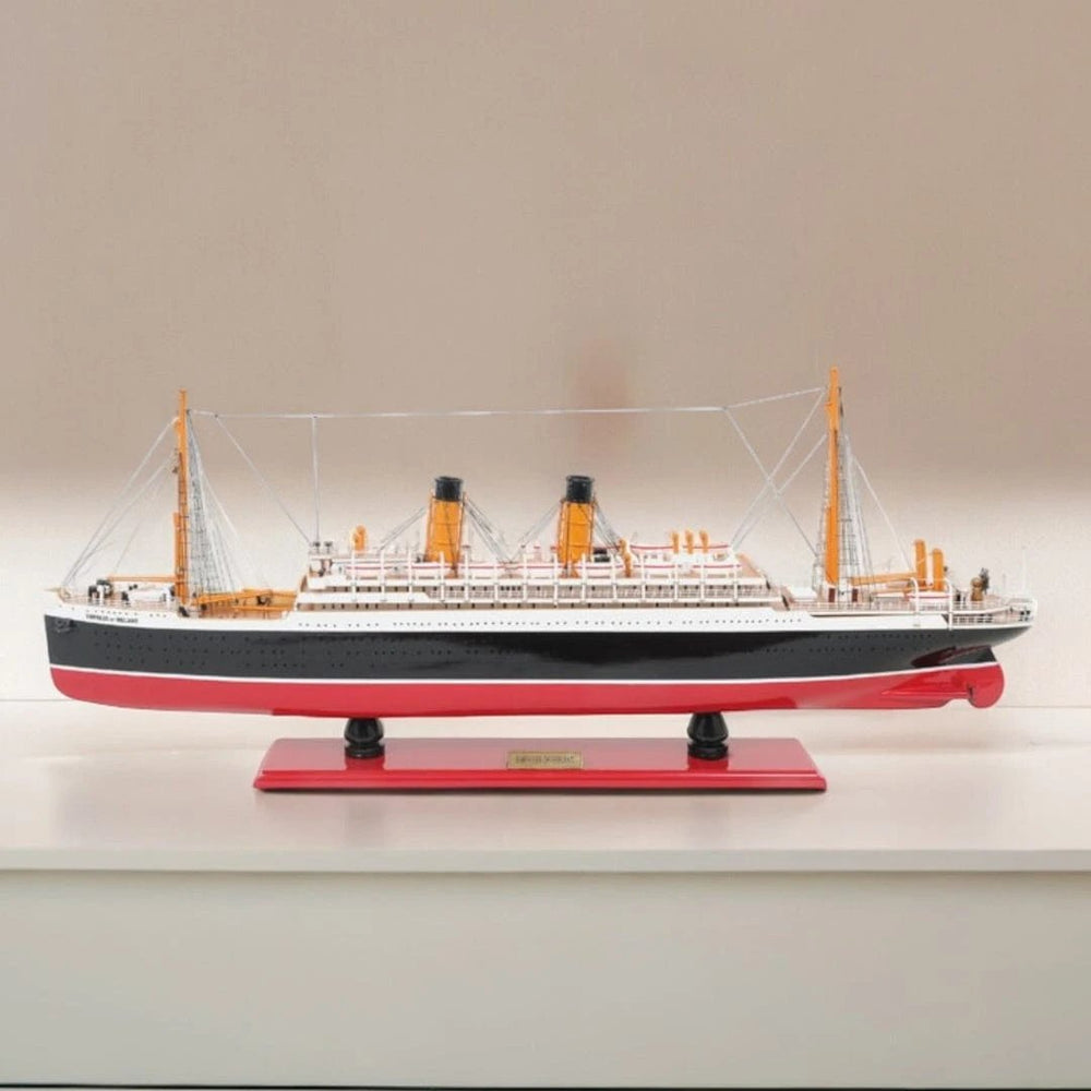 13" Black and Red RMS Empress of Ireland Boat Hand Painted Decorative Boat - Homeroots