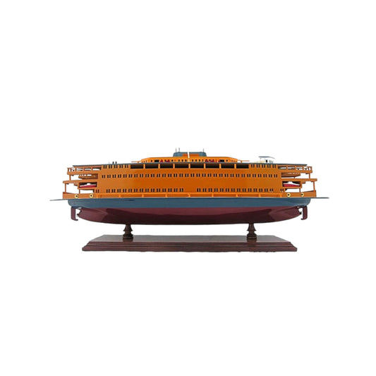 11" Maroon Staten Island Ferry Boat Hand Painted Decorative Boat