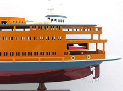 11" Maroon Staten Island Ferry Boat Hand Painted Decorative Boat - Homeroots