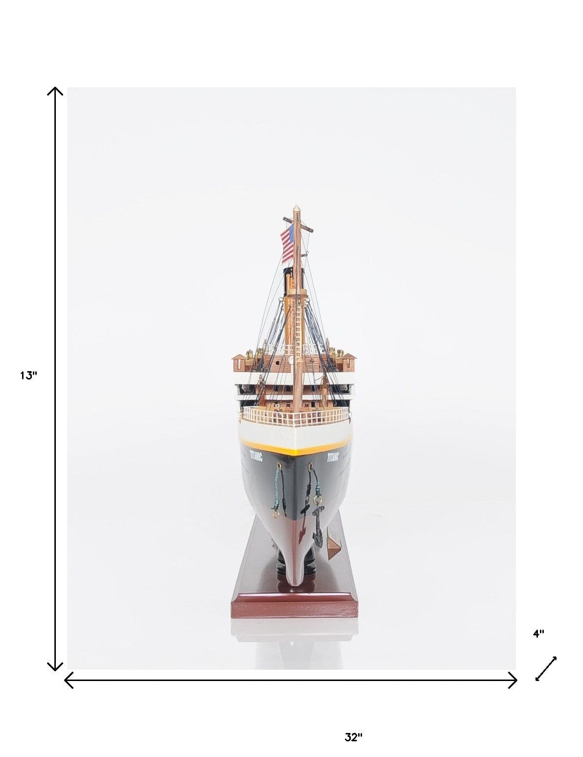 13" Black and White 1912 RMS Titanic Lights Boat Hand Painted Decorative Boat - Homeroots - Flyclothing LLC