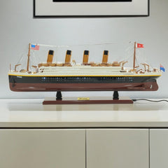 13" Black and White 1912 RMS Titanic Lights Boat Hand Painted Decorative Boat