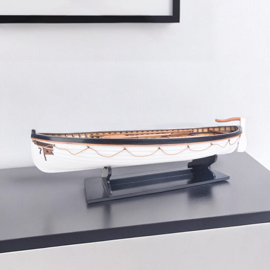 6" Brown and White RMS Titanic Lifeboat Hand Painted Decorative Boat - Homeroots