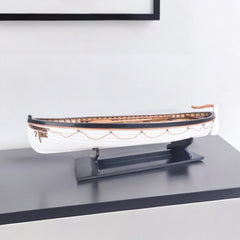 6" Brown and White RMS Titanic Lifeboat Hand Painted Decorative Boat - Homeroots