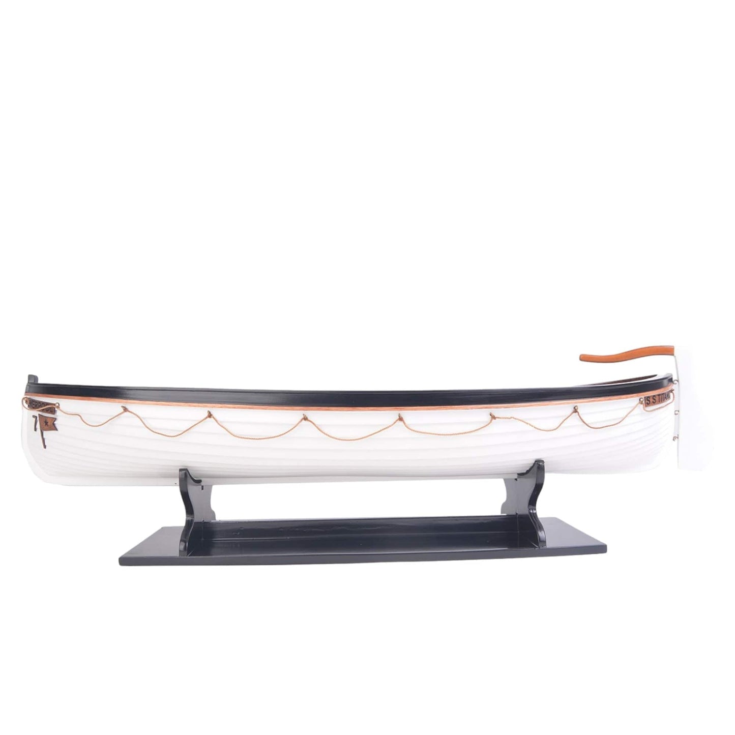 6" Brown and White RMS Titanic Lifeboat Hand Painted Decorative Boat - Homeroots - Flyclothing LLC
