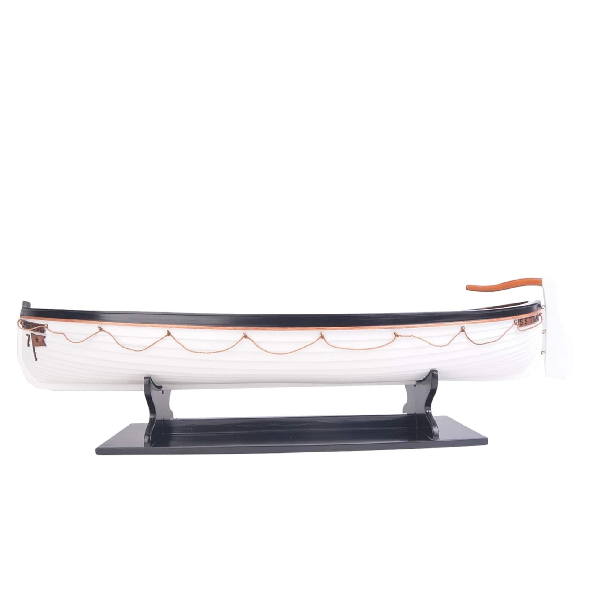 6" Brown and White RMS Titanic Lifeboat Hand Painted Decorative Boat - Homeroots - Flyclothing LLC