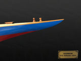 12" Blue and Red Rainbow Half-Hull Hand Painted Decorative Boat - Homeroots - Flyclothing LLC