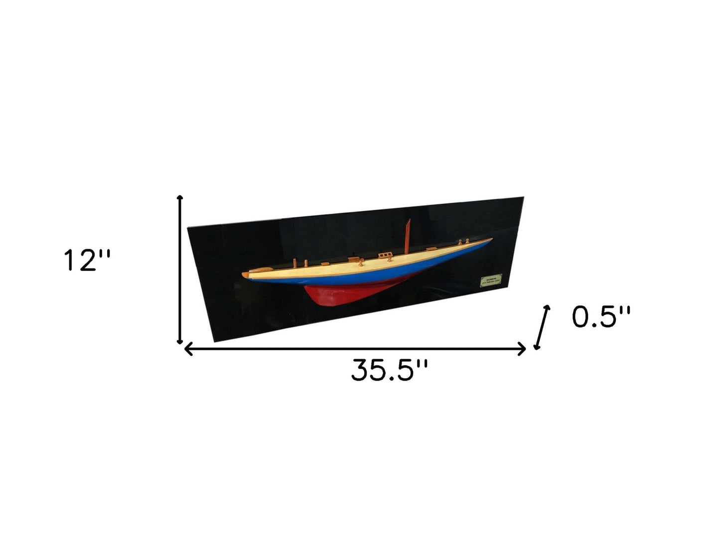 12" Blue and Red Rainbow Half-Hull Hand Painted Decorative Boat - Homeroots - Flyclothing LLC