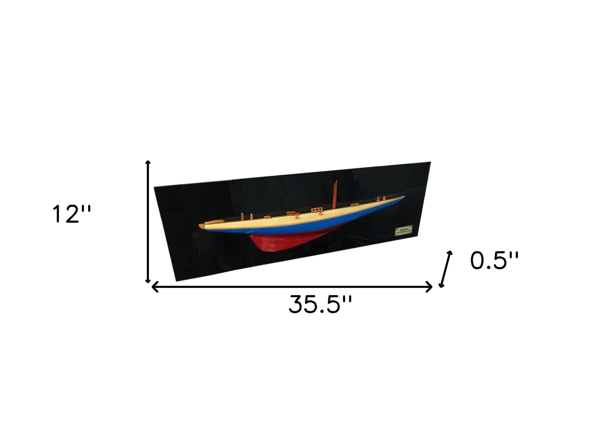 12" Blue and Red Rainbow Half-Hull Hand Painted Decorative Boat - Homeroots - Flyclothing LLC