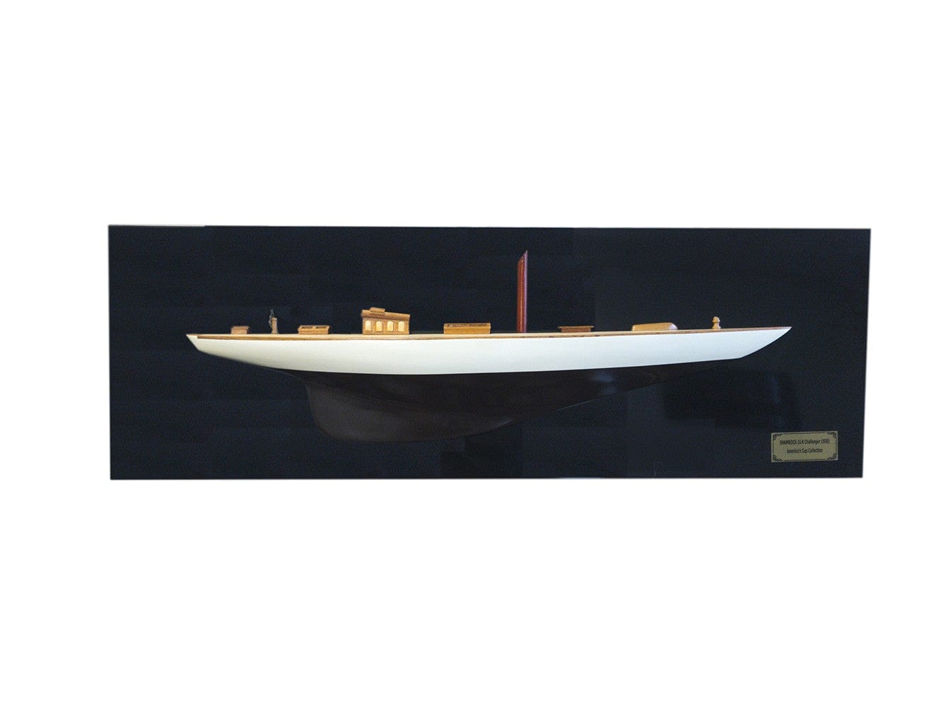 12" Black and White Shamrock V Yacht Half-Hull Boat Hand Painted Decorative Boat - Homeroots - Flyclothing LLC
