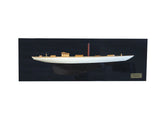 12" Black and White Shamrock V Yacht Half-Hull Boat Hand Painted Decorative Boat - Homeroots