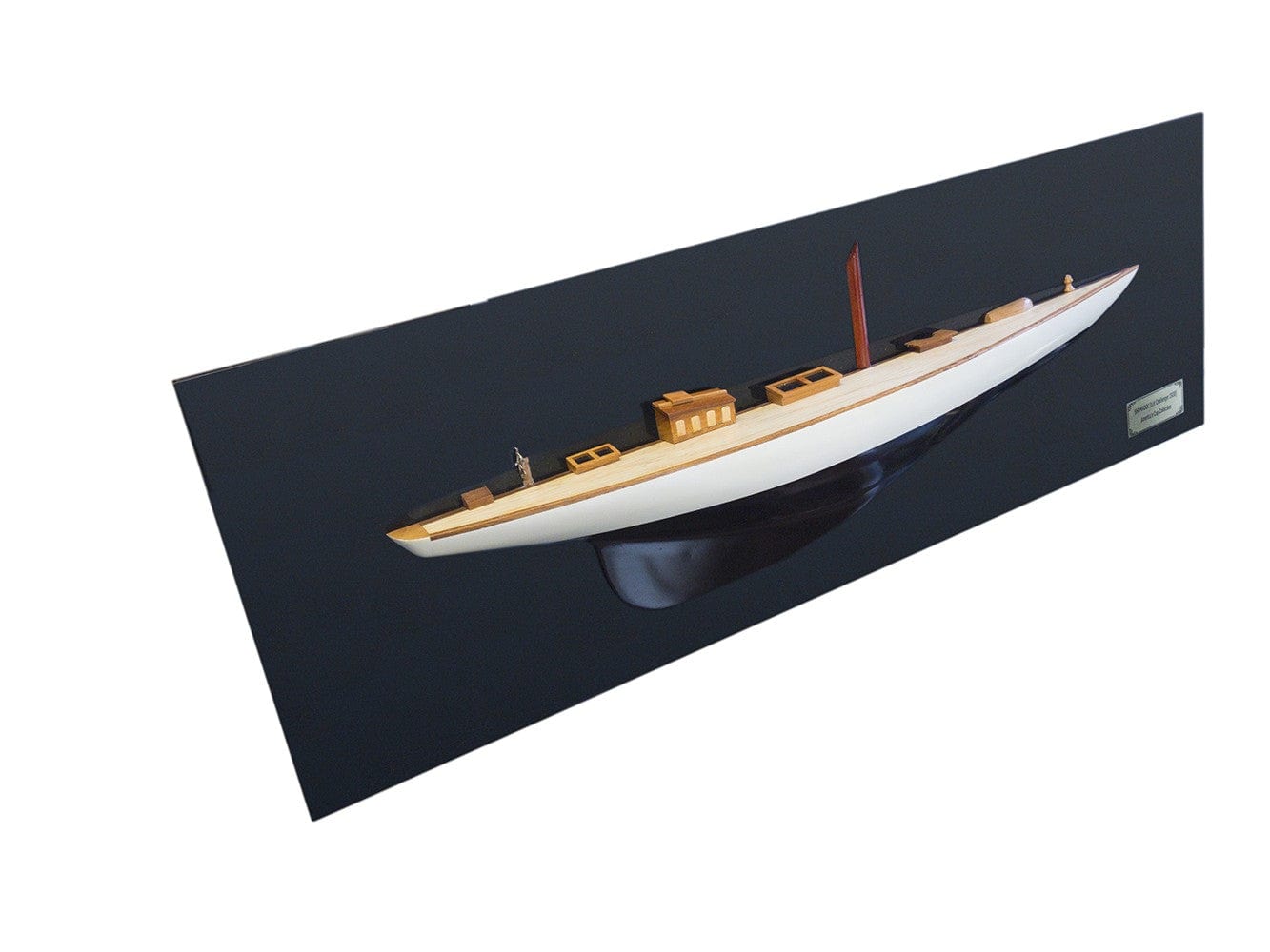 12" Black and White Shamrock V Yacht Half-Hull Boat Hand Painted Decorative Boat - Homeroots - Flyclothing LLC