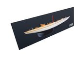 12" Black and White Shamrock V Yacht Half-Hull Boat Hand Painted Decorative Boat - Homeroots