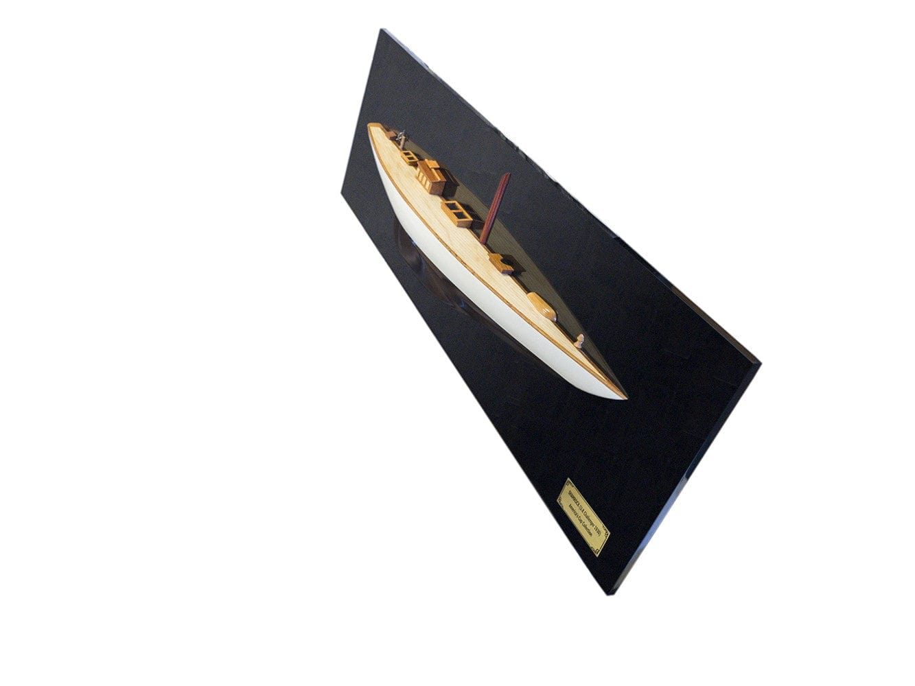 12" Black and White Shamrock V Yacht Half-Hull Boat Hand Painted Decorative Boat - Homeroots - Flyclothing LLC