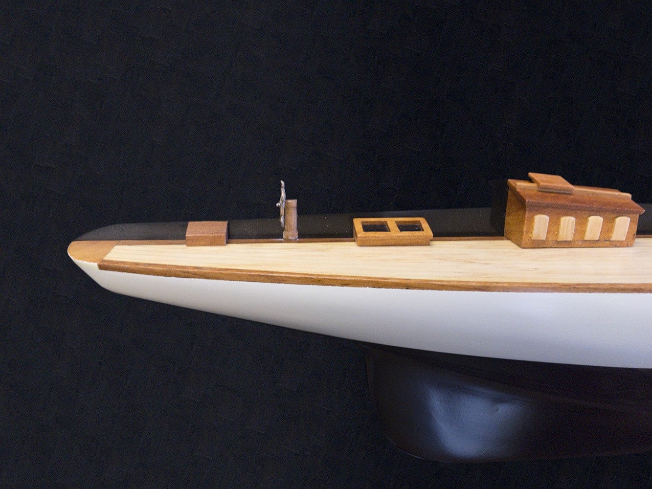 12" Black and White Shamrock V Yacht Half-Hull Boat Hand Painted Decorative Boat - Homeroots - Flyclothing LLC