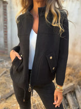 Full Size Textured Knit Zip Up Outerwear Plus Size - Trendsi - Flyclothing LLC