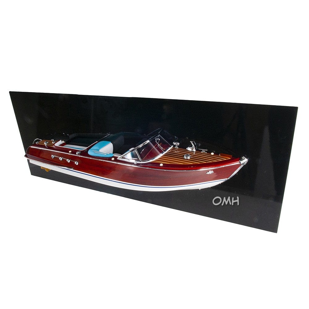 12" Wood Brown Riva Aquarama Half Hull Hand Painted Decorative Boat - Homeroots - Flyclothing LLC