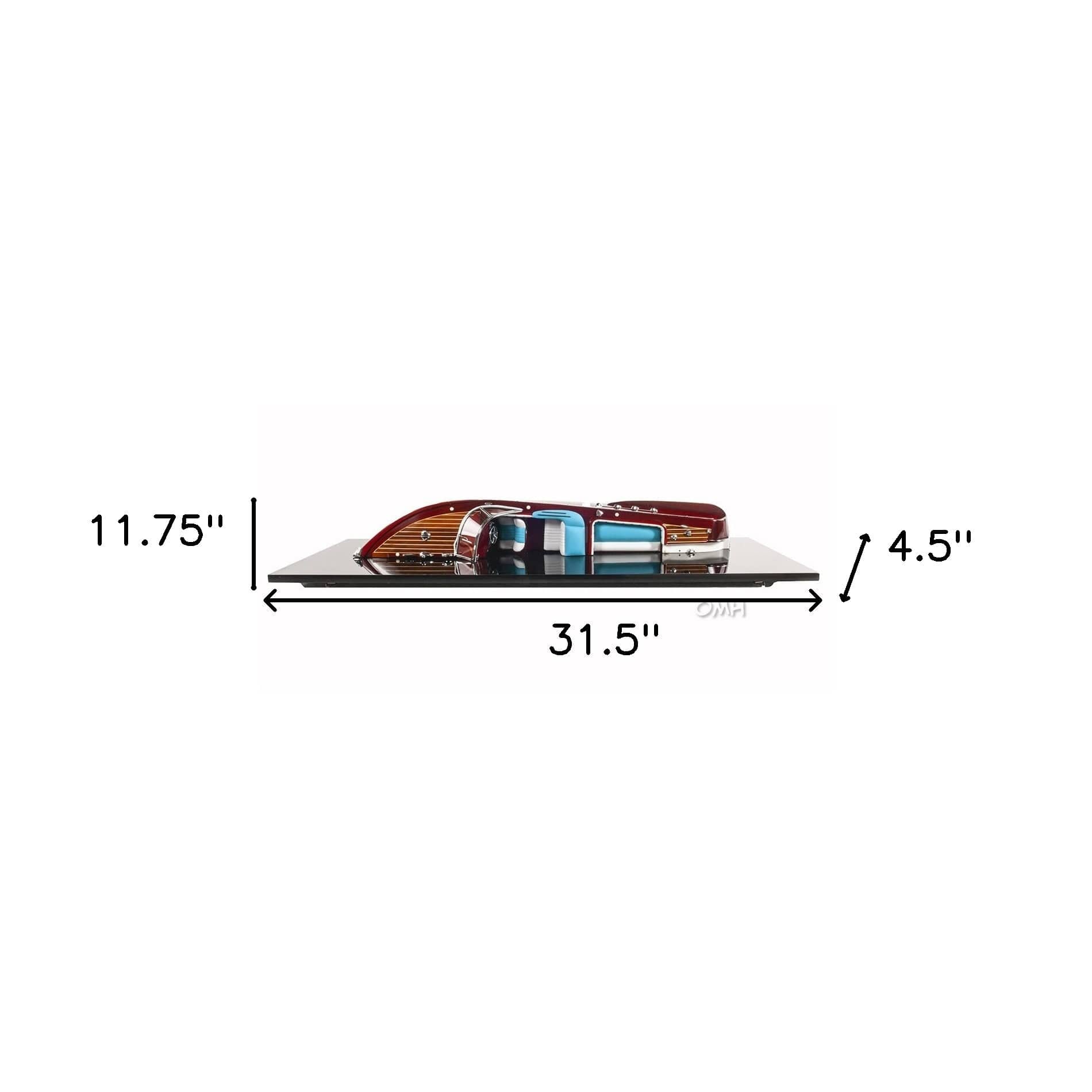 12" Wood Brown Riva Aquarama Half Hull Hand Painted Decorative Boat - Homeroots - Flyclothing LLC