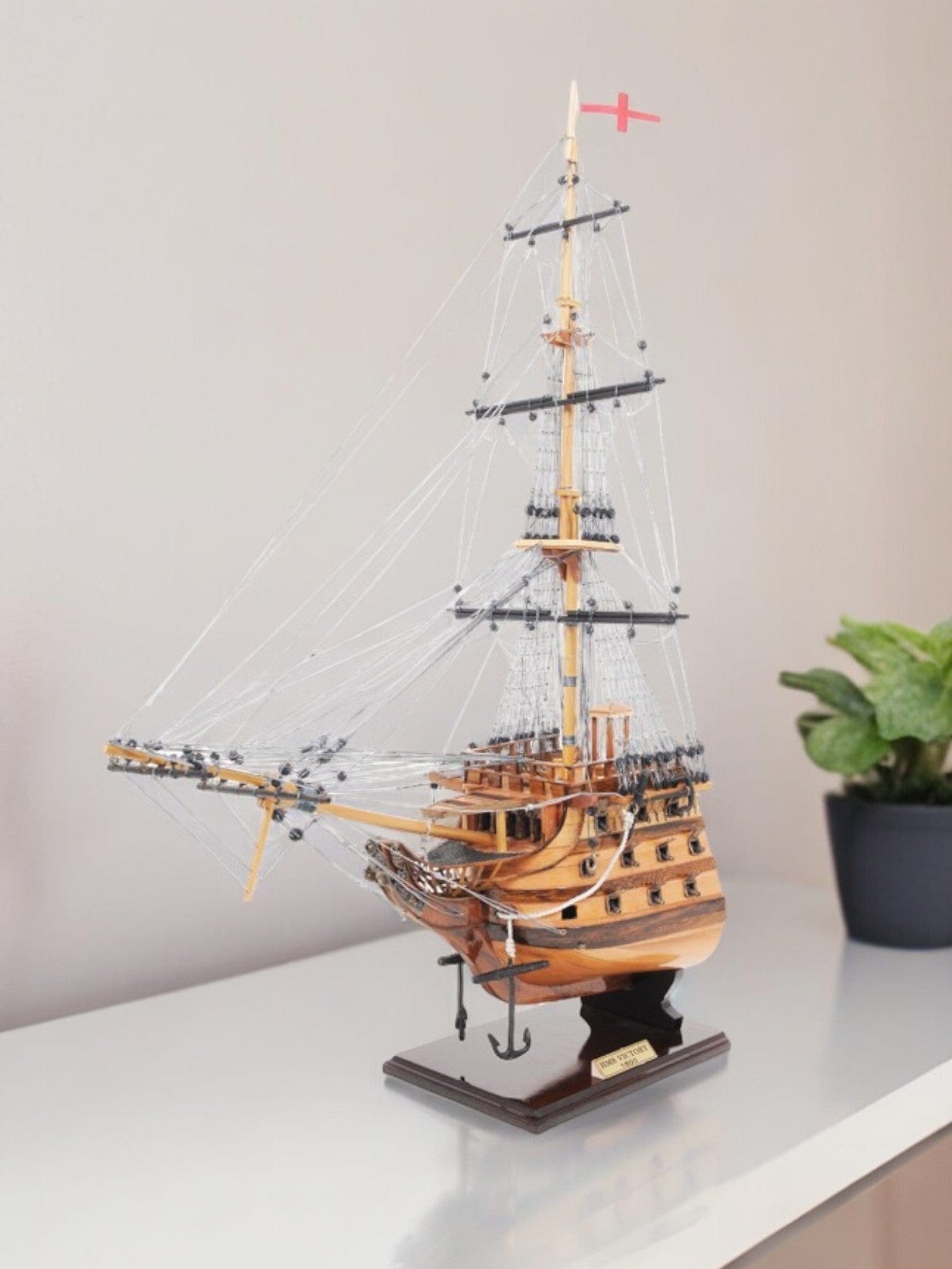 29" Wood Brown HMS Victory Bow Section Hand Painted Decorative Boat - Homeroots - Flyclothing LLC