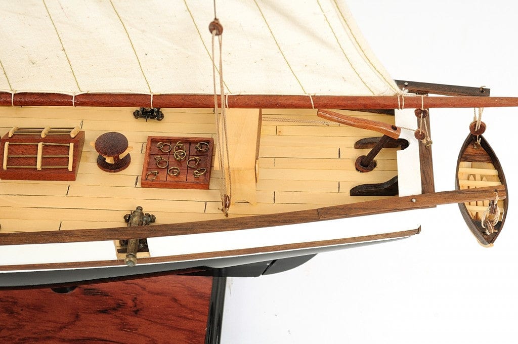 26" Black and White 1847 Harvey Hand Painted Decorative Boat - Homeroots - Flyclothing LLC