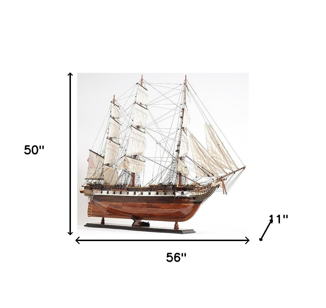 50" Wood Brown Hand Painted Sculpture - Homeroots - Flyclothing LLC