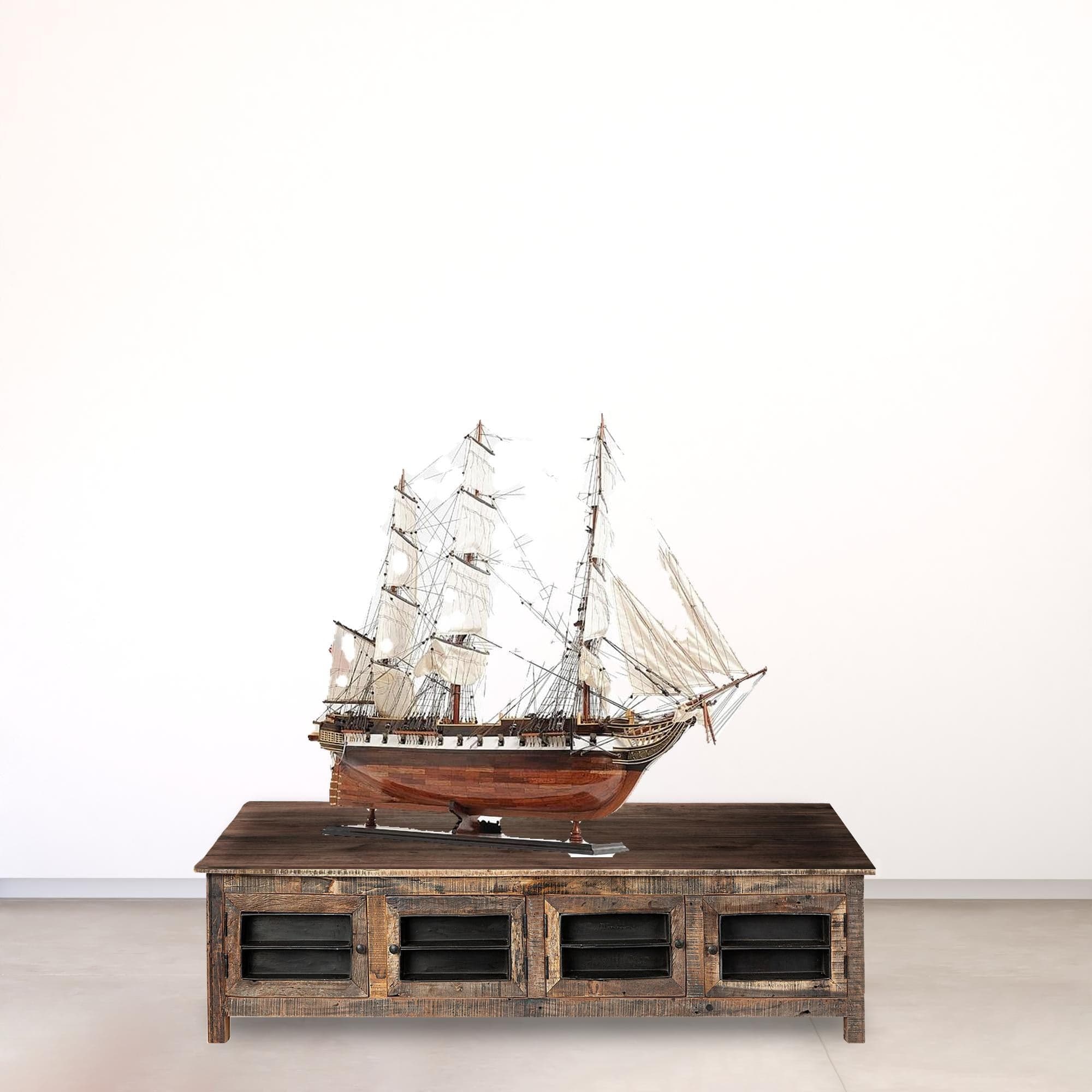 50" Wood Brown Hand Painted Sculpture - Homeroots - Flyclothing LLC