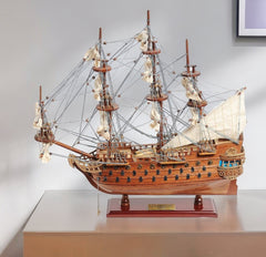 18" Wood Brown San Felipe 1690 Small Boat Hand Painted Decorative Boat