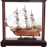 50" Wood Brown San Felipe Hand Painted Sculpture with Case - Homeroots