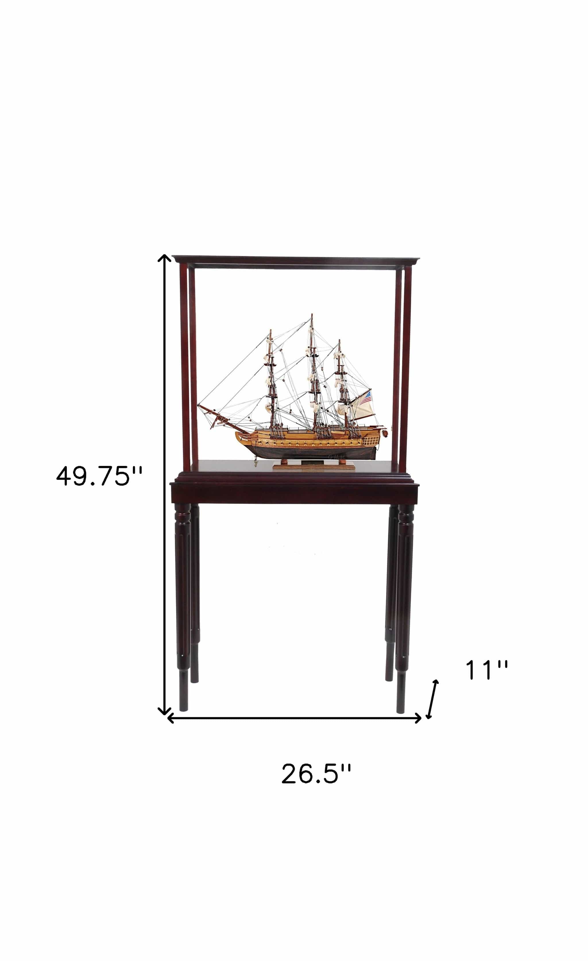 50" Wood Brown 1797 USS Constitution Hand Painted Boat with Case - Homeroots