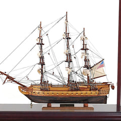 50" Wood Brown 1797 USS Constitution Hand Painted Boat with Case - Homeroots