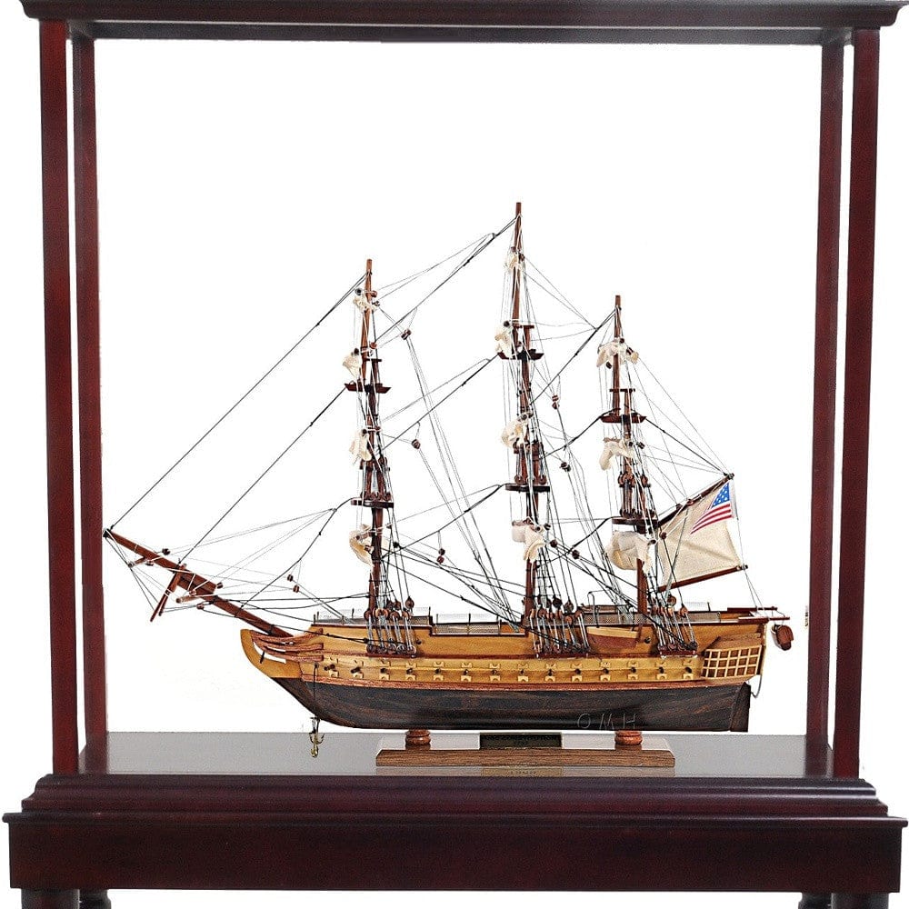 50" Wood Brown 1797 USS Constitution Hand Painted Boat with Case - Homeroots