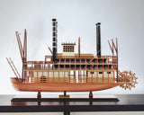 17" Wood Brown King of Mississippi Boat Hand Painted Decorative Boat - Homeroots - Flyclothing LLC