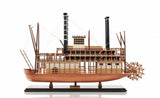17" Wood Brown King of Mississippi Boat Hand Painted Decorative Boat - Homeroots