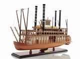 17" Wood Brown King of Mississippi Boat Hand Painted Decorative Boat - Homeroots - Flyclothing LLC