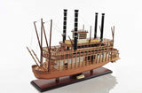 17" Wood Brown King of Mississippi Boat Hand Painted Decorative Boat - Homeroots - Flyclothing LLC
