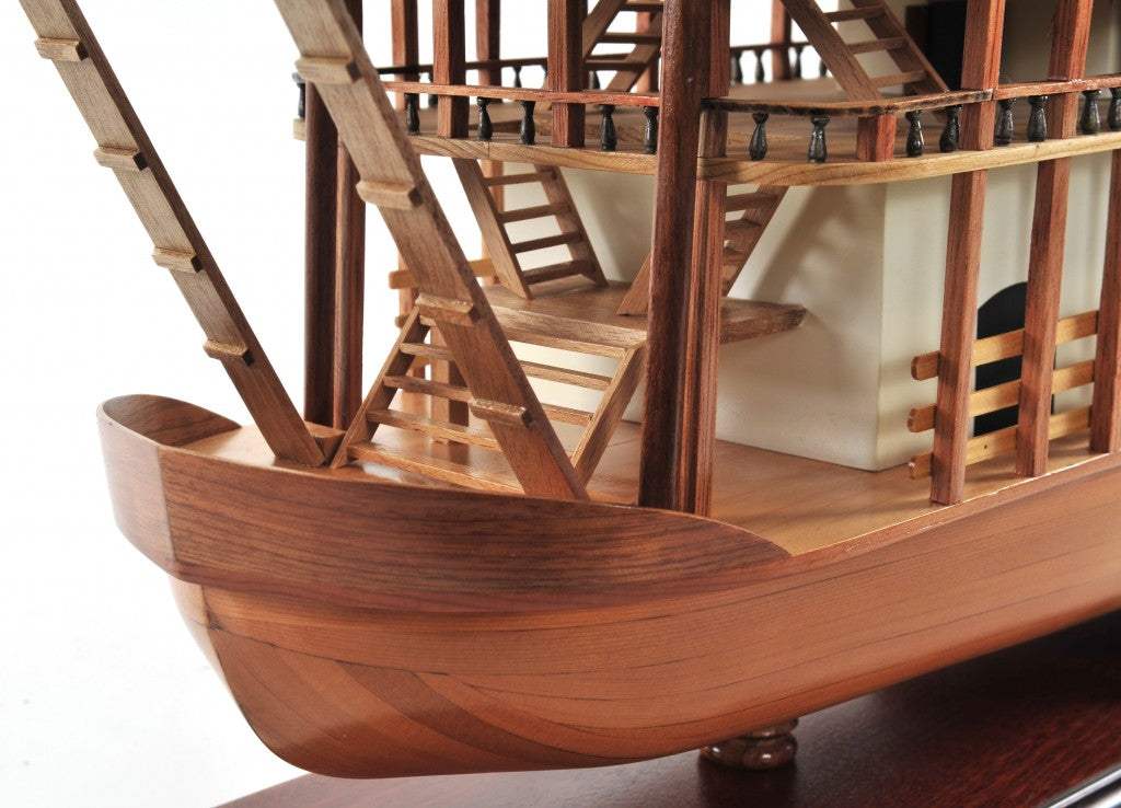 17" Wood Brown King of Mississippi Boat Hand Painted Decorative Boat - Homeroots - Flyclothing LLC