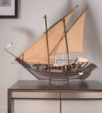 27" Wood Brown Dhow Hand Painted Decorative Boat - Homeroots