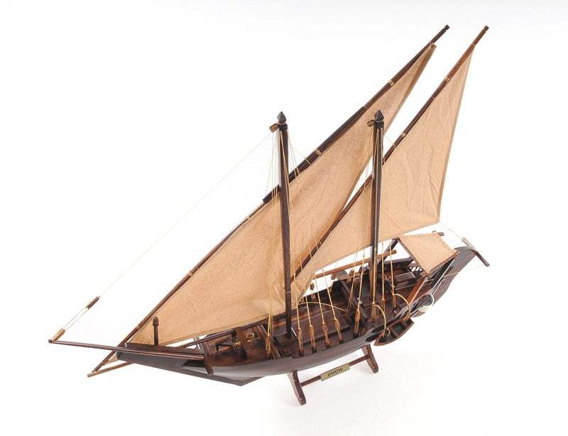 27" Wood Brown Dhow Hand Painted Decorative Boat - Homeroots - Flyclothing LLC