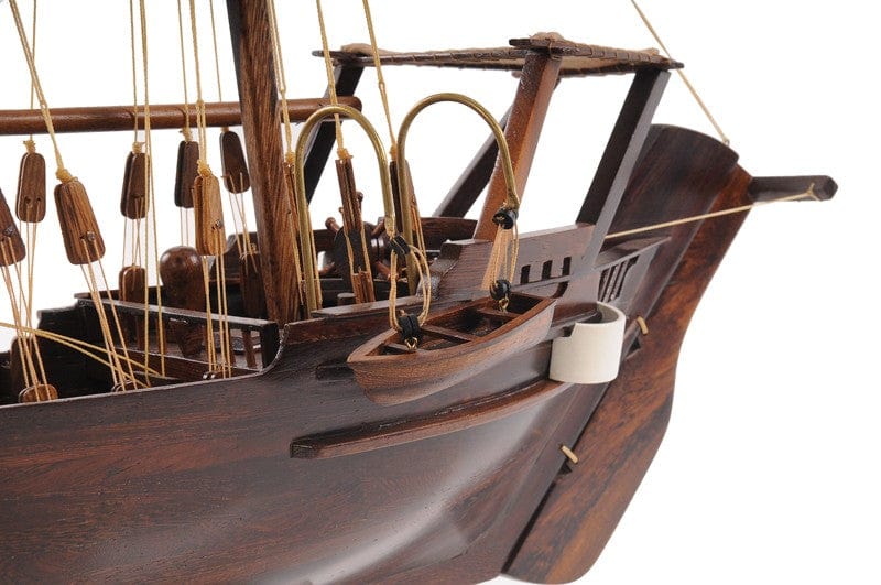 27" Wood Brown Dhow Hand Painted Decorative Boat - Homeroots - Flyclothing LLC