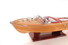 7" Wood Brown Riva Aqurama Speedboat Hand Painted Decorative Boat - Homeroots