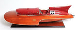 10" Wood Brown Ferrari Hydroplane Large Boat Hand Painted Decorative Boat - Homeroots - Flyclothing LLC