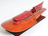 10" Wood Brown Ferrari Hydroplane Large Boat Hand Painted Decorative Boat - Homeroots - Flyclothing LLC