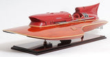 10" Wood Brown Ferrari Hydroplane Large Boat Hand Painted Decorative Boat - Homeroots - Flyclothing LLC