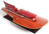10" Wood Brown Ferrari Hydroplane Large Boat Hand Painted Decorative Boat - Homeroots