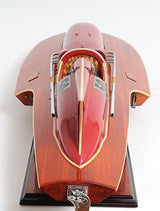 10" Wood Brown Ferrari Hydroplane Large Boat Hand Painted Decorative Boat - Homeroots - Flyclothing LLC