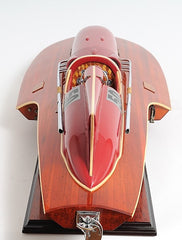 10" Wood Brown Ferrari Hydroplane Large Boat Hand Painted Decorative Boat