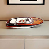 11" Black and White Riva Luxury Yacht Hand Painted Decorative Boat - Homeroots - Flyclothing LLC