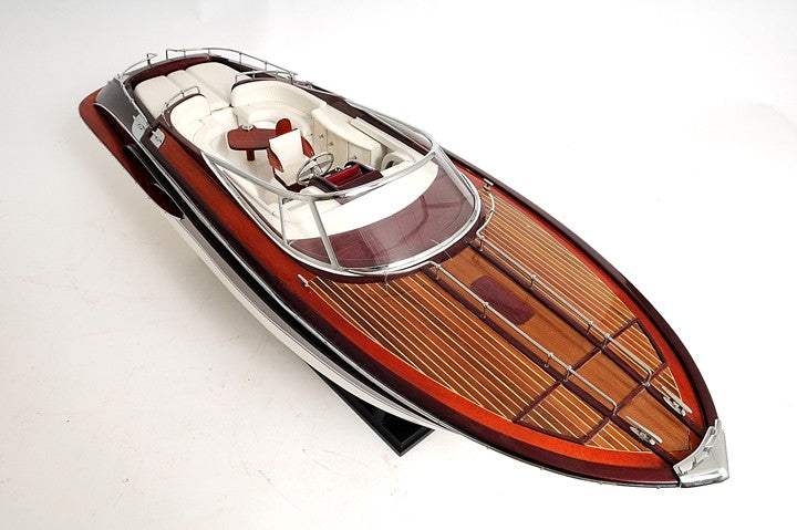 11" Black and White Riva Luxury Yacht Hand Painted Decorative Boat - Homeroots - Flyclothing LLC
