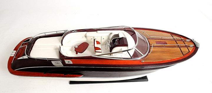 11" Black and White Riva Luxury Yacht Hand Painted Decorative Boat - Homeroots - Flyclothing LLC