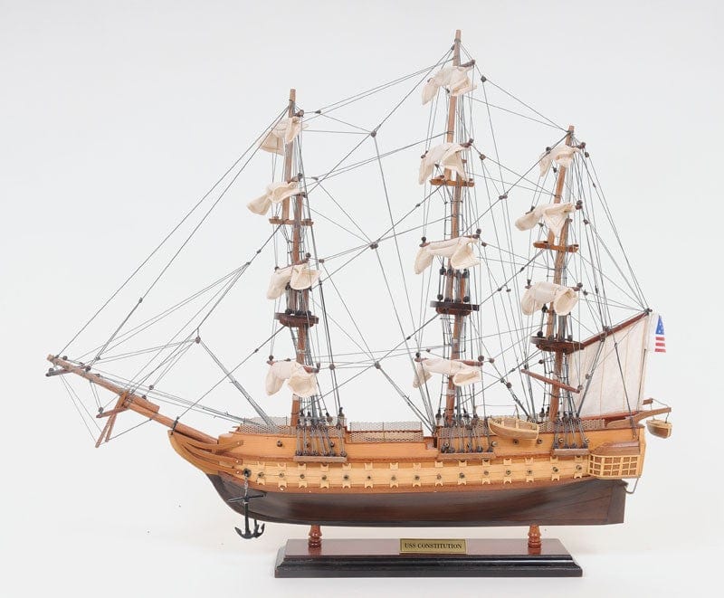 20" Wood Brown 1797 USS Constitution Hand Painted Decorative Boat - Homeroots - Flyclothing LLC