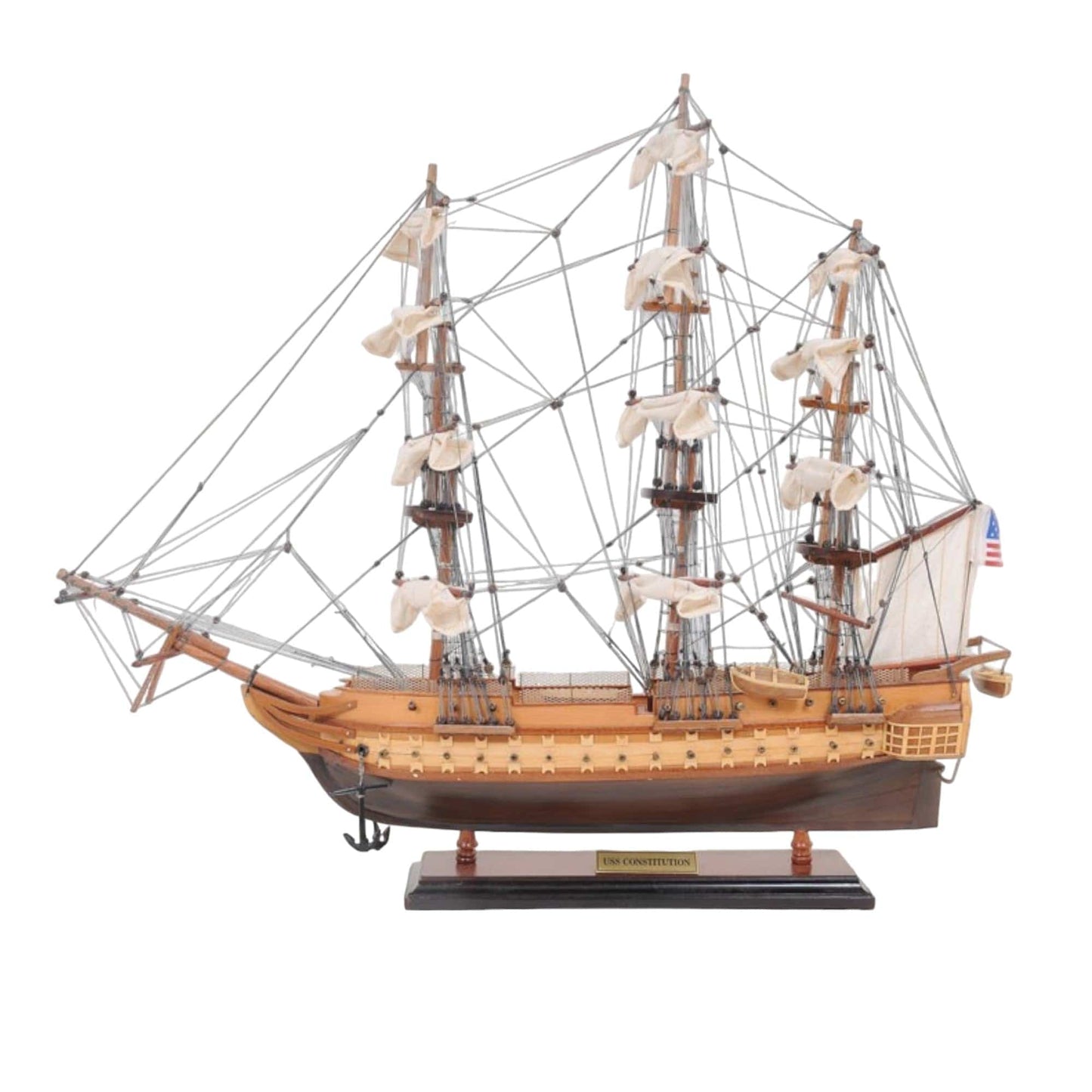 20" Wood Brown 1797 USS Constitution Hand Painted Decorative Boat - Homeroots - Flyclothing LLC